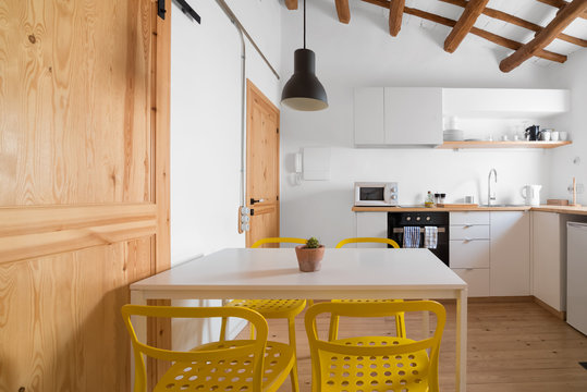 Dining room with kitchen