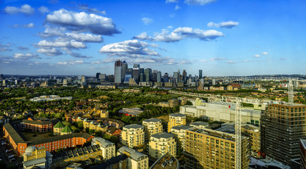 London skyline at suunty day including Tower Bridge and skyscrapers