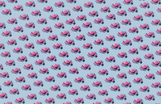 Crab on blue background.