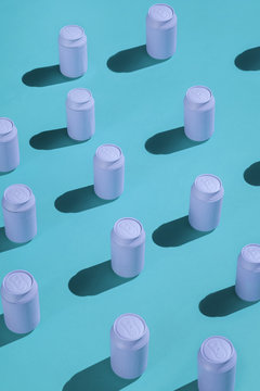 Colorful aluminium cans for liquid.