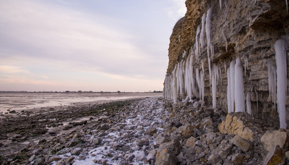 Falaise Marais d'Yves gelée Charente Maritime France