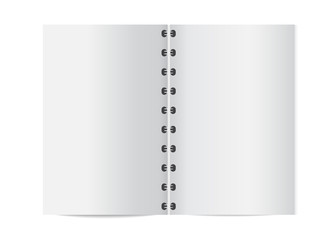 Vector mock up realistic opened notebook.