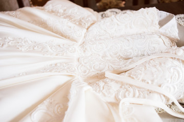 Wedding decorations on a wooden surface