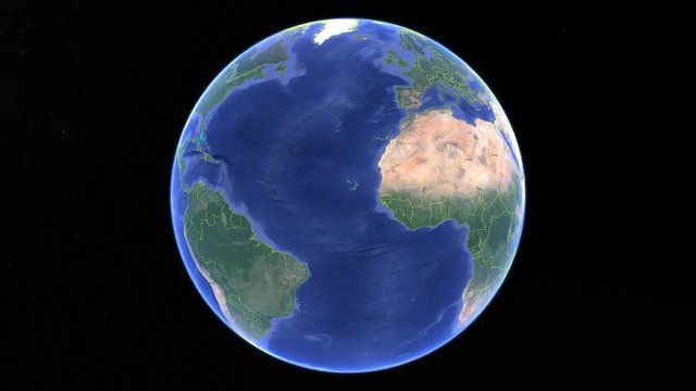 Grenada with flag. 3d earth in space - zoom in Grenada outer, created using ultra high res NASA