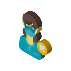 Dentist isometric right top view 3D icon