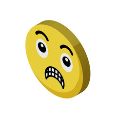 Fototapeta premium Shocked emoji isometric right top view 3D icon