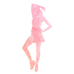 Watercolor silhouette of woman - 215889739