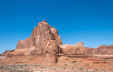 Stone cliffs in the Arches National Park. Desert Southwest USA