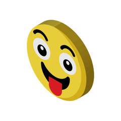 Tongue emoji isometric right top view 3D icon