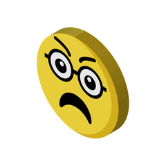 Nerd emoji isometric right top view 3D icon
