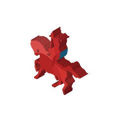 knight on horseback isometric right top view 3D icon