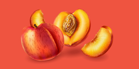 Peach on pink background