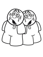 team 2 freunde paar figur mann comic cartoon erschöpft sonne regen tropfen cool durchhalten schwitzen heiß warm hitze sommer heiß kühl sonnig urlaub schweiß