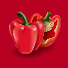 Red pepper on red background