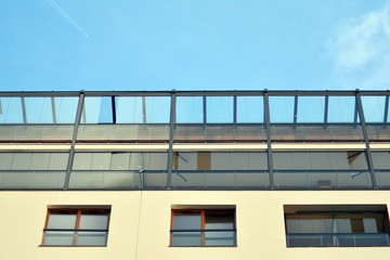 Contemporary residential building exterior in the daylight