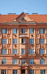 Fragment of house in Plzen. Czech Republic