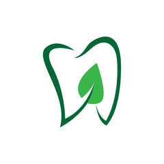 Dental leaf green logo vector template