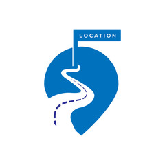 Pin Road Location logo icon vector template