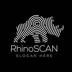 Rhino Scan Technology Logo vector Element. Animal Technology Logo Template