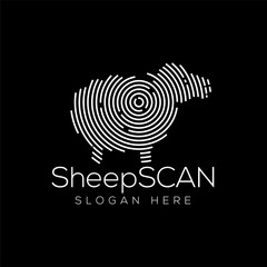 Sheep Scan Technology Logo vector Element. Animal Technology Logo Template