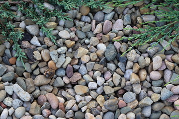 Stones with green branches on the top