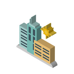 City isometric right top view 3D icon