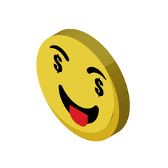 Rich emoji isometric right top view 3D icon