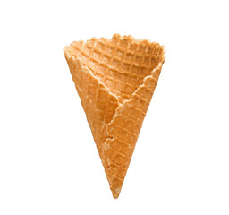 empty ice cream cone isolated on white background