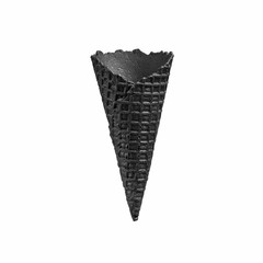 black cone for ice cream on white background. The concept of minimalism, creativity. Isolate