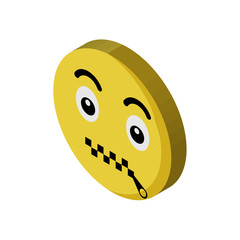 Muted emoji isometric right top view 3D icon