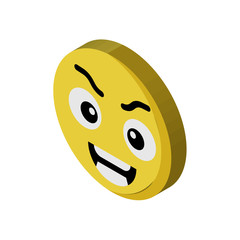 Fototapeta premium Smart emoji isometric right top view 3D icon
