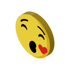 Kiss emoji isometric right top view 3D icon