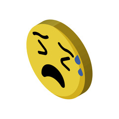 Fototapeta premium Nervous emoji isometric right top view 3D icon