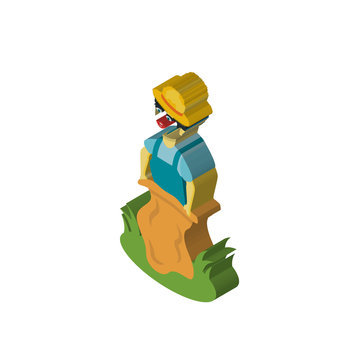 Sack race isometric right top view 3D icon