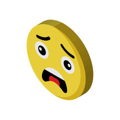 Surprised emoji isometric right top view 3D icon