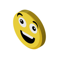 Happy emoji isometric right top view 3D icon