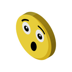 Fototapeta premium Surprised emoji isometric right top view 3D icon