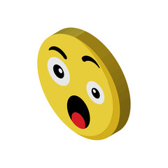 Surprised emoji isometric right top view 3D icon