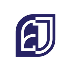 EJ, E, J,  initial letter emblem logo negative space