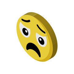 Fototapeta premium Sad emoji isometric right top view 3D icon