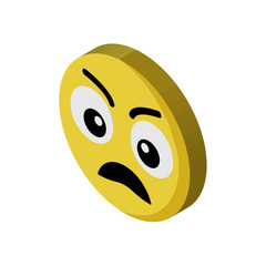 Fototapeta premium Sad emoji isometric right top view 3D icon