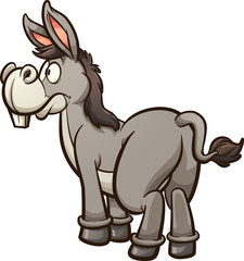 Pin the tail on the donkey. Vector clip art illustration with simple gradients. Donkey and tail on separate layers. 