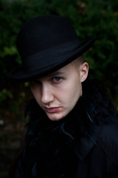 Young man dressed as a vampire
