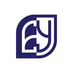 EY initial letter emblem logo negative space