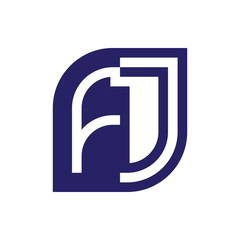FJ initial letter emblem logo negative space