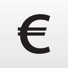 Gray Euro money icon isolated on background. Moder