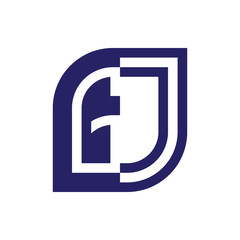 GJ initial letter emblem logo negative space