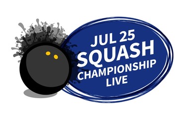 Vector squash racket sport scoreboard spotlight background place for copy text ad. Banner, flyer, poster, TV concept design brush doodle flat style isolated illustration.