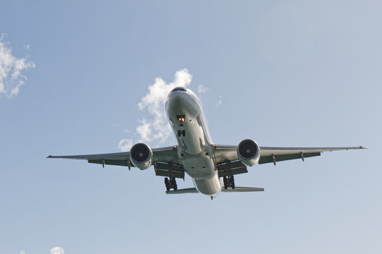 Martinique, FWI - Plane landing at Aime Cesaire Le Lamentin Airport