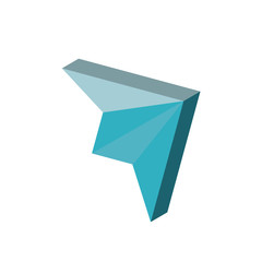Paper plane isometric right top view 3D icon